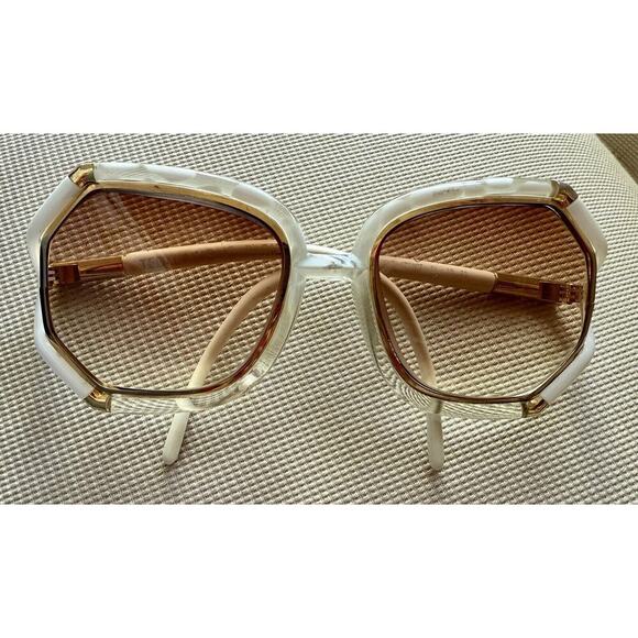 TED LAPIDUS Accessories - Vtg 1970's Ted Lapidus Paris White Glasses Sunglasses Frames Only (Has OG RX)